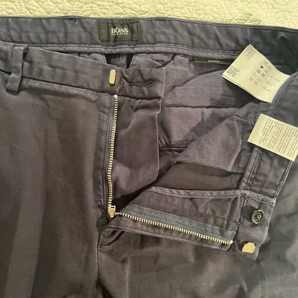 BOSS Hugo Boss Men's Stretch Chino Pants – Navy Blue (Size 32R / EU 48 / US 32R) - Picture 3 of 11